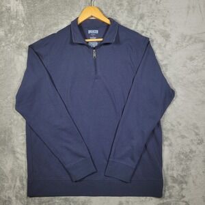 Duluth Trading Mens Large 1/4 Zip Power Play Mock Pullover Navy Blue Stretch